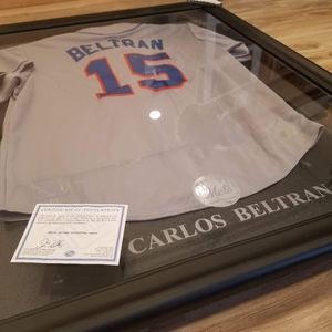 Carlos Beltran signed framed Mets jersey